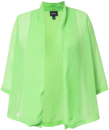 Ulla Popken - Dames - Chiffon jasje oversized sjaalkraag 3/4-mouwen - Lichtgroen - Maat 46+