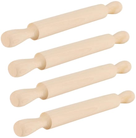 Dailygoods- Deegroller 40cm - Set van 4 - Houten Deegrollers - Ergonomisch Ontwerp - Antikleef - Voor Koekjes en Fondant - Bakroller