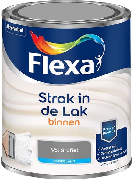 Flexa - Strak In De Lak Binnenlak Zijdeglans - Vol Grafiet - Mengverf - 750 Ml