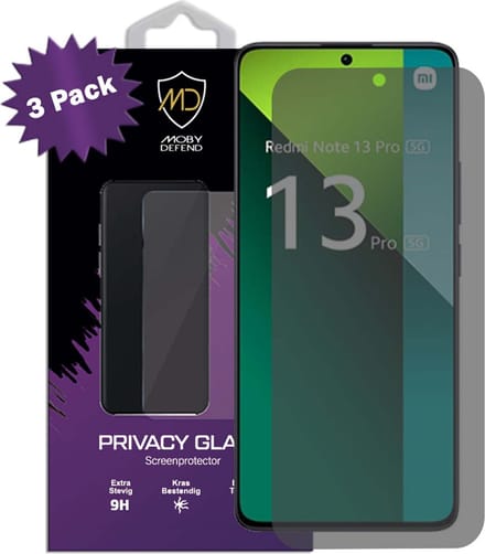 3-Pack MobyDefend Screenprotectors - Geschikt voor Xiaomi Redmi Note 13 Pro 5G - HD Privacy Glass Screensavers