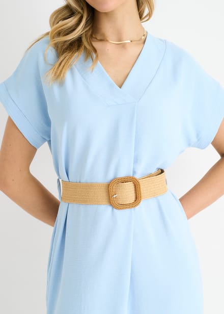 Blauwe Air Flow oversized jurk met ceintuur