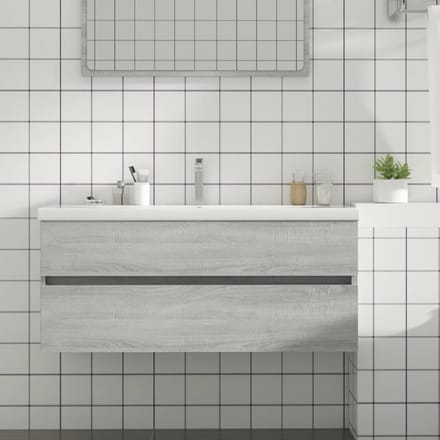 vidaXL - Wastafelkast - 100x38,5x45 - cm - bewerkt - hout - grijs - sonoma - eiken