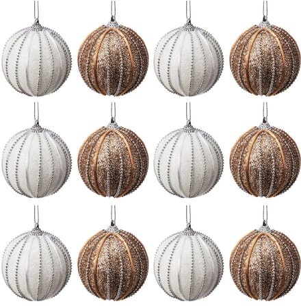 Kerstballen Set Onbreekbaar Wit Champagne 8 cm 12 stuks - Kerstdecoratie