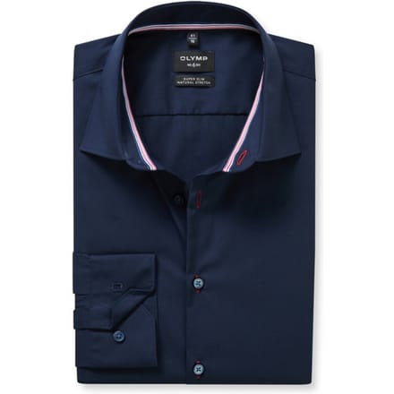OLYMP No. Six Overhemd, Super Slim, Kent, Kobaltblauw