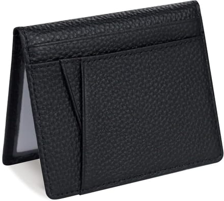 Compacte PU Leren Portemonnee voor Mannen, Grote Capaciteit met 2 ID Vensters en 6 Kaartslots, Zwart, Stijlvol en Functioneel
