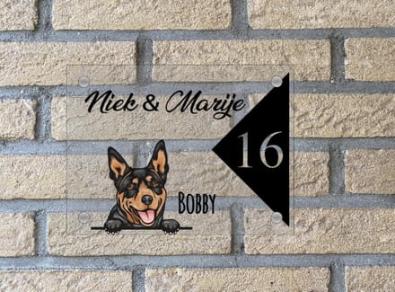 Naambordje / huisnummer voordeur hond Australian Kelpie