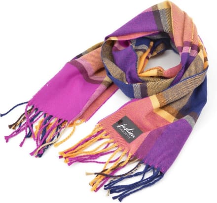 Ruit Sjaal - Paars/Roze/Geel | Kinderen/Volwassenen | Polyester | 170 x 32 cm