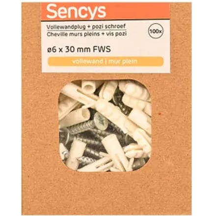 Sencys Plug Voor Beton Nylon - Diam. 6x30mm - 100 Stuks