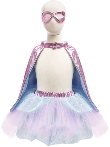 Great pretenders verkleedrok met cape en masker pink - 4-6 jaar