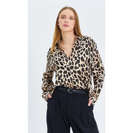 Leopard Motief Satijnen Overhemd