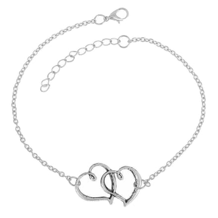 Fako Bijoux® - Enkelbandje - Enkelsieraad - Dubbel Hart - XL