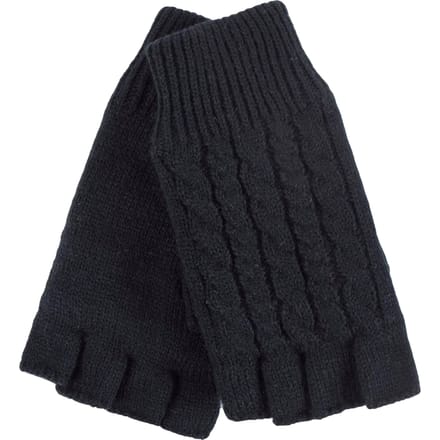 Heat Holders - Kabelgebreide dameshandschoen zonder vingers - Zwart