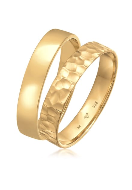 KUZZOI - Ring - Heren Band Set Basis Gehamerd in 925 Sterling Zilver Geoxideerd - Heren