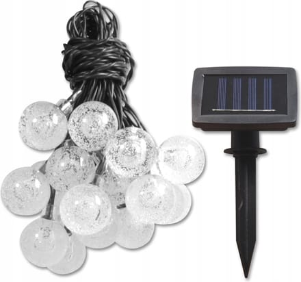 LED Lichtsnoer op zonne-energie | Dag en Nacht Sensor | Warm Wit | 4,85 m | 20 LED's | IP44