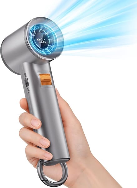 Handventilator - Mini Ventilator - Draagbare Ventilator - Oplaadbare Turbo Ventilator - 3000mAh Batterij - 100 Snelheden - Digitaal Display - USB-C - Sterrengrijs