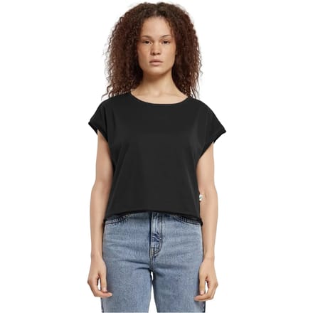 Urban Classics - Organic Open Edge Dames Tshirt - 5XL - Zwart