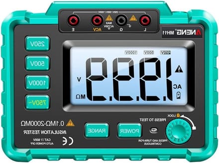 Digitale Megohmmeter - Isolatiemeter Tester - Weerstand Meten - Instelbare Spanning - 165x120x57mm - Groen