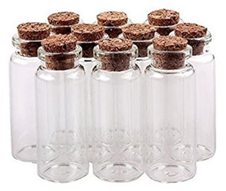 Dailygoods- Glazen Flessen 10ml - 25 Stuks - Met Kurk - Voor Diy /