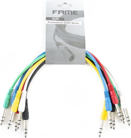 MUSIC STORE Patchkabel,0,3m, stereo,recht 6er-pakket, kleuren - Stereo patch kabel