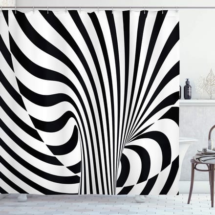 ABAKUHAUS Abstrakt Surreëel Douchegordijn – Houtskool Grijs-Wit 175×220 cm