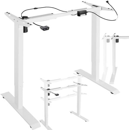 tectake® Elektrisch in hoogte verstelbaar bureauframe - Tafelframe - Bureauframe van staal - Variabele framebreedte - 85-129 x 65 x 71-121 cm - Draagvermogen 70 kg - Wit