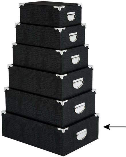 5Five Opbergdoos/box - 2x - zwart - L48 x B33.5 x H16 cm - Stevig karton - Crocobox