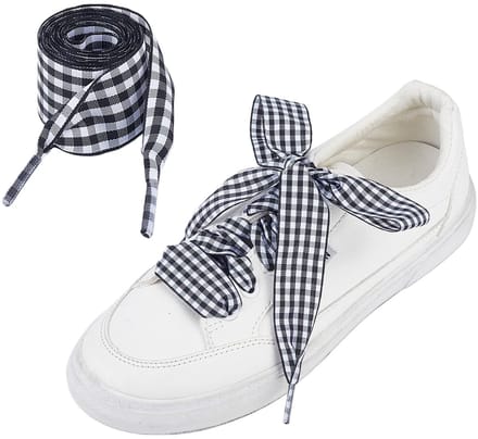 Dailygoods - 2 Paar Geruite Platte Schoenveters
