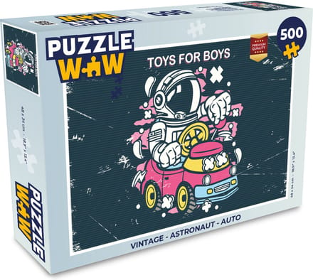 Puzzel Vintage - Astronaut - Auto - Legpuzzel - Puzzel 500 stukjes