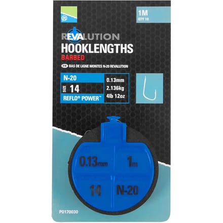 Gemonteerde leiders Preston revalution hooklengths n20 (x10)