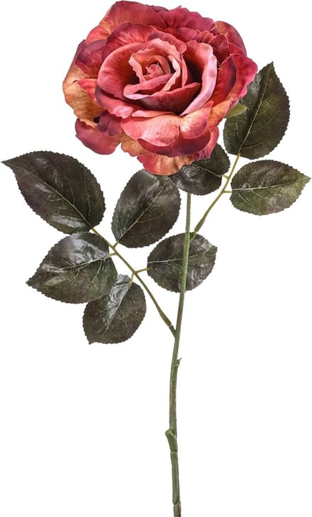 Emerald Kunstbloem roos Pascal - roze/oranje - 65 cm - decoratie bloemen