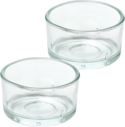 Trend Candles theelichthouder - 2x - glas - transparant - 4x3 cm - waxinelicht