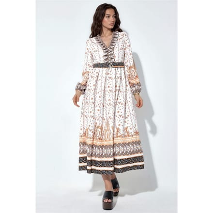 Florale Maxi Jurk met Ceintuur