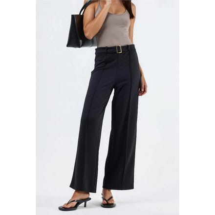 Hoge Taille Rechte Broek met Ceintuur