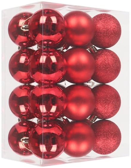 Dailygoods - 24-Delige Set Kerstballen Rood - 3 cm Onbreekbare Kerstversiering