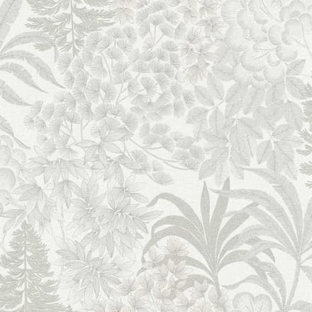 BLOEMEN EN BLADEREN BEHANG | Botanisch - wit grijs zilver - A.S. Création Metropolitan Stories 3