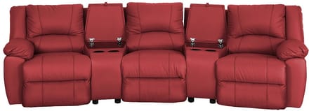 Vente-unique Driezits relaxbank van leer AROMA - rood