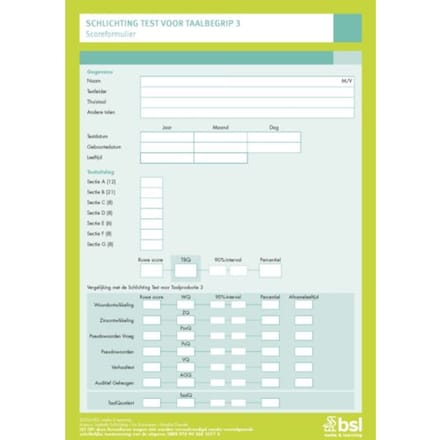 Schlichting Test Voor Taalbegrip 3 - Scoreformulieren - L. Schlichting