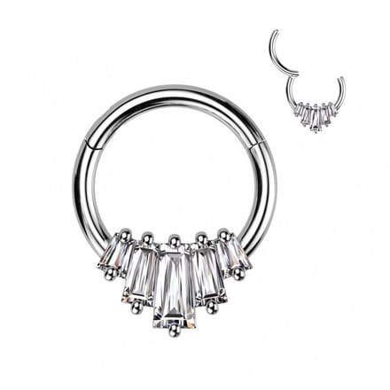 Piercing PVD 5 Baguette 1.2x10 - zilver - LMPiercings