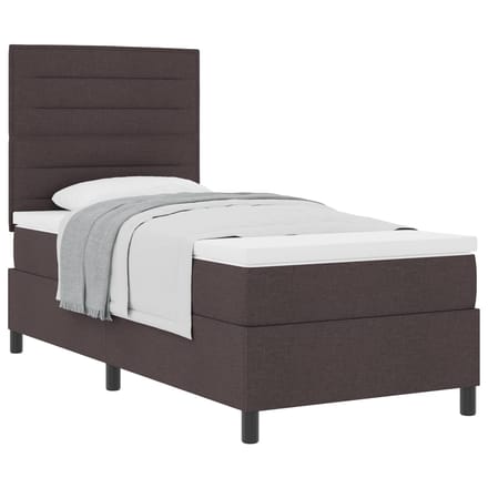 vidaXL - Boxspring - bed - met - matras - Donkerbruin - 100 - x - 200 - cm - Stof