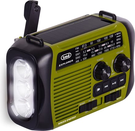Draagbare Dynamo en Solar Radio USB Micro SD Draadloos en Powerbank - Groen