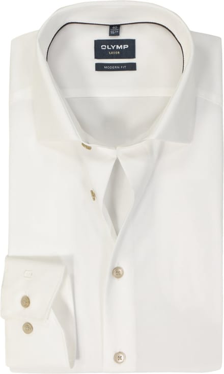 OLYMP modern fit overhemd - popeline - beige - Strijkvrij - Boordmaat: 45