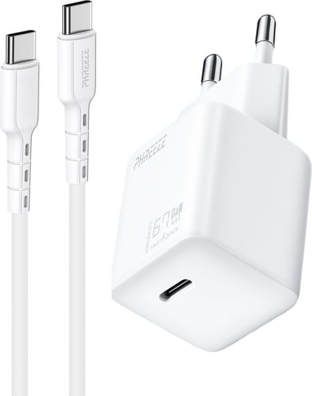 Oplader usb C 65w - Snellader usb C - Oplaadkabel usb C naar usb C - 1 meter - Oplaadstekker - Incl usb C kabel - 1 meter - Wit