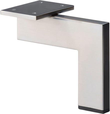 Stalen meubelpoot rvs look design 14 bij 1,5 cm en hoogte 14 cm - Set van 4 stuks