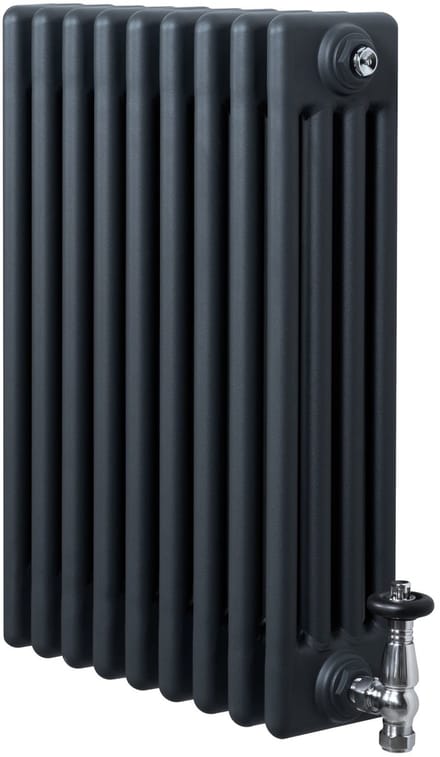 4-kolomsradiator - grijs - 600x425 mm - thermostaatkraan