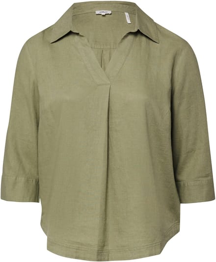 s.Oliver - female - Linnen blouse met 3/4 mouwen en omslag