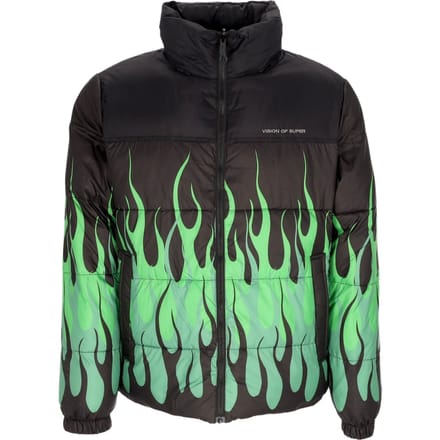 Flames Jacket Heren donsjack Zwart/groen