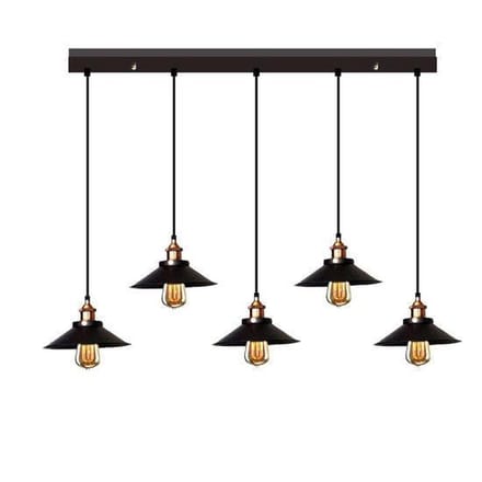 Industrieel Design - Hanglamp - 5 Kappen - Ø 18,5 cm - Zwart