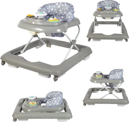 Bebies First Loopstoel / Baby Walker – Makkelijk in te klappen – In hoogte verstelbaar – Met afneembare speelset - Grijs