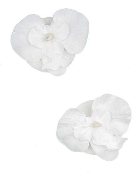 HOBI - 2 witte drijvende orchideeën 6 x 8 cm met centrale parel