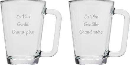 Theeglas gegraveerd - 26cl - Le Plus Gentil Grand-père & La Plus Gentille Grand-mère